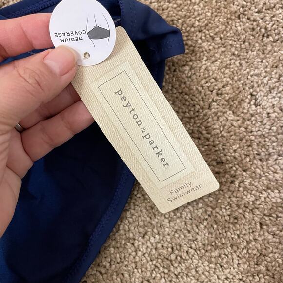 Peyton & Parker Hipster Navy Bikini Bottom Sz M NEW Medium Coverage Coastal Swim - Picture 4 of 6